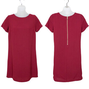 LULUS Wine Red Shift and Shout Mini Shift Dress Short Sleeve Women's XS